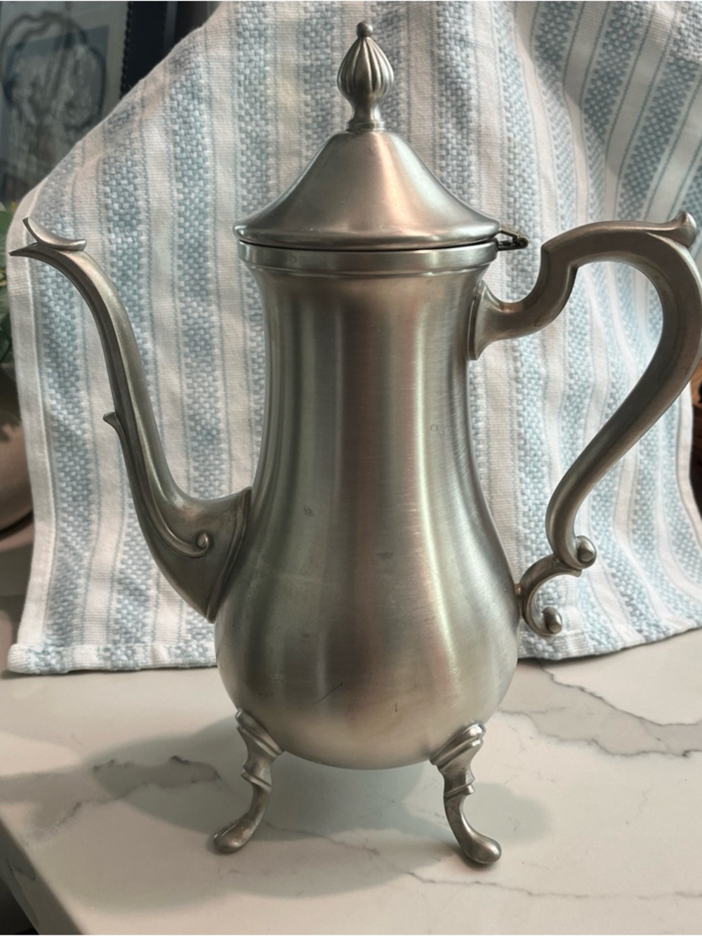 Vintage-Pewter Footed Coffee/Tea Pot -1136 early American by Web Silver Co